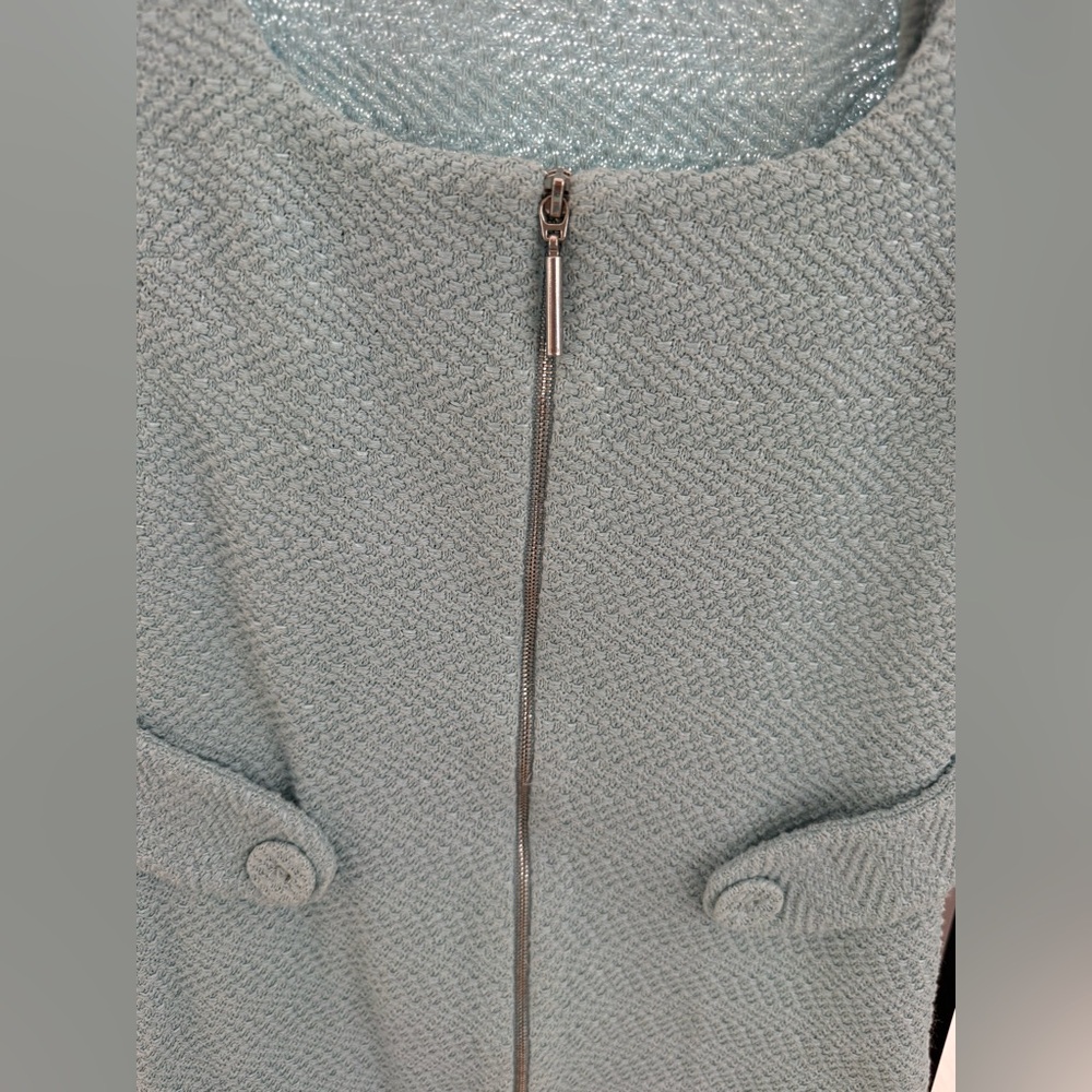 ALEXIS Elvire Structured Textured Long Sleeve Cotton Blend Mini Dress Light Blue - Picture 7 of 8
